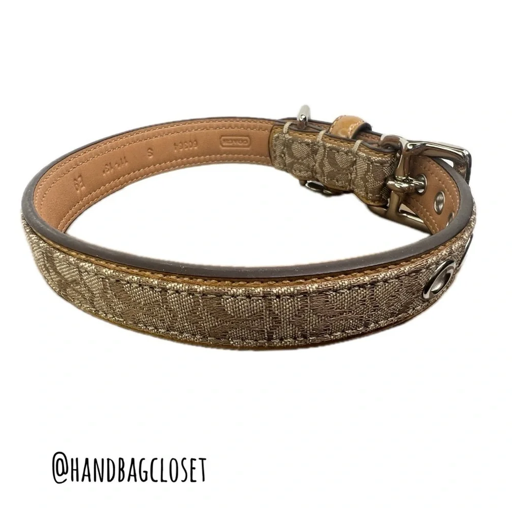 Coach Signature Light Brown Tan Leather Vintage Size S  Small 11-13” Dog Collar